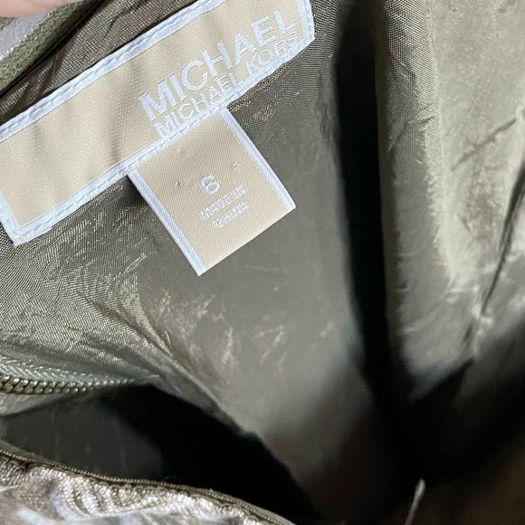 Michael Kors| Linen Printed Strapless Dress in Neutral Chevron Print, Size 6••• - Picture 2 of 12